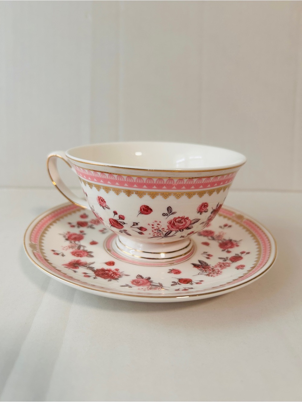 Grace tea ware porcelain Vintage Feminine Pink and Gold Tea Cup & Saucer pretty